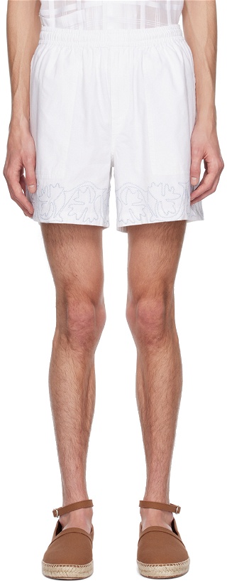 Photo: Bode White Zig-Zag Couching Shorts