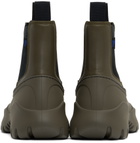 Burberry Khaki Leather Scoot Chelsea Boots