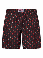 MC2 Saint Barth Man Lightweight Fabric Swim Shorts With Milan Logo Print And Patch | Ac Milan Special Edition