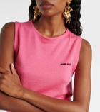 Miu Miu Logo cashmere and silk top