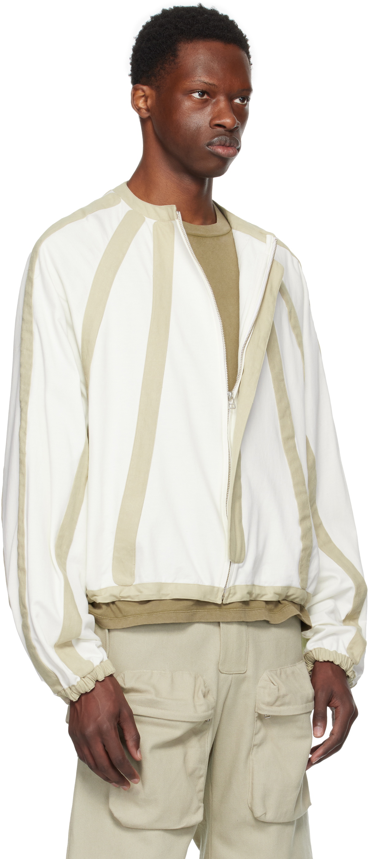 Tondolo White & Taupe Saccharinum Cardigan
