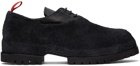 424 Black Suede-Covered Derbys