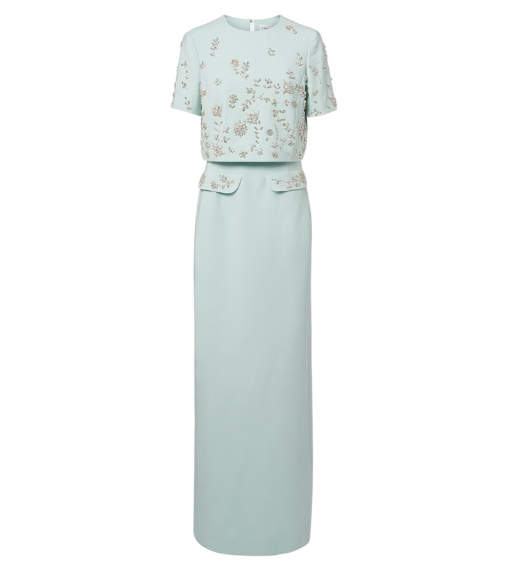 Photo: Oscar de la Renta Embellished wool-blend bustier gown