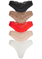 Skims Printed Stretch-jersey Thong set of 5 Multicoloured