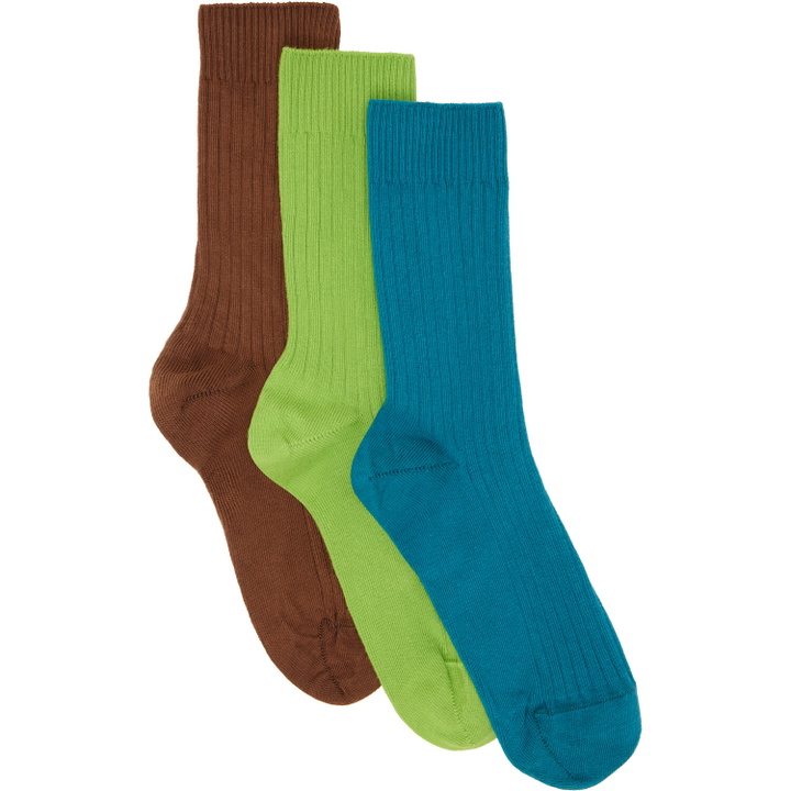 Photo: Baserange Three-Pack Multicolor Cotton Rib Overankle Socks