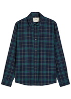 Les Deux Lennon Checked Cotton Overshirt Navy