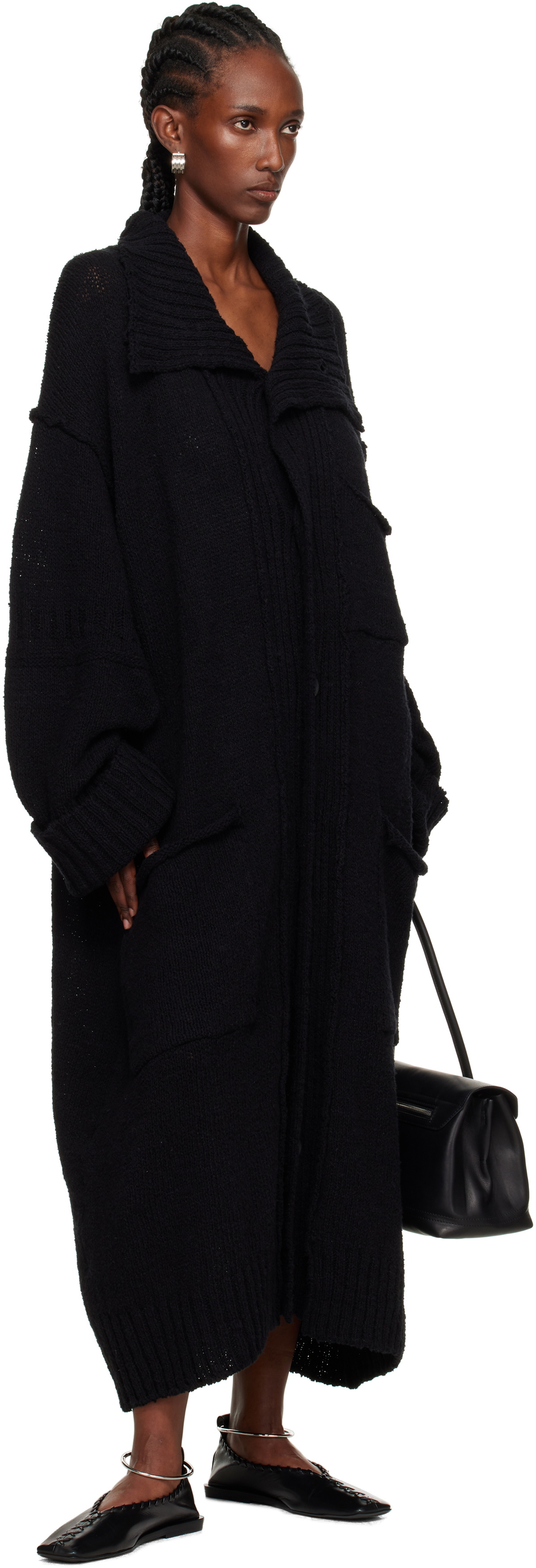 YOHJI YAMAMOTO Black Plain Stitch Pocket High Neck Cardigan
