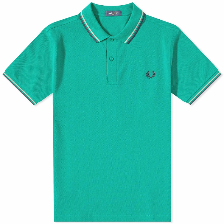 Photo: Fred Perry Authentic Men's Slim Fit Twin Tipped Polo Shirt in Fred Perry Green