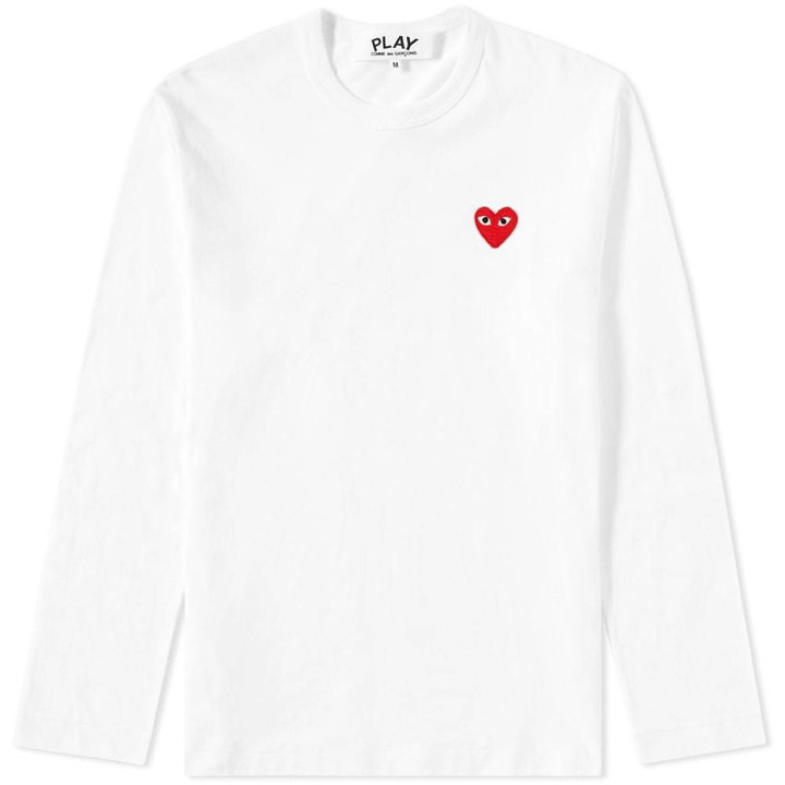 Photo: Comme des Garcons Play Long Sleeve Basic Logo Tee White