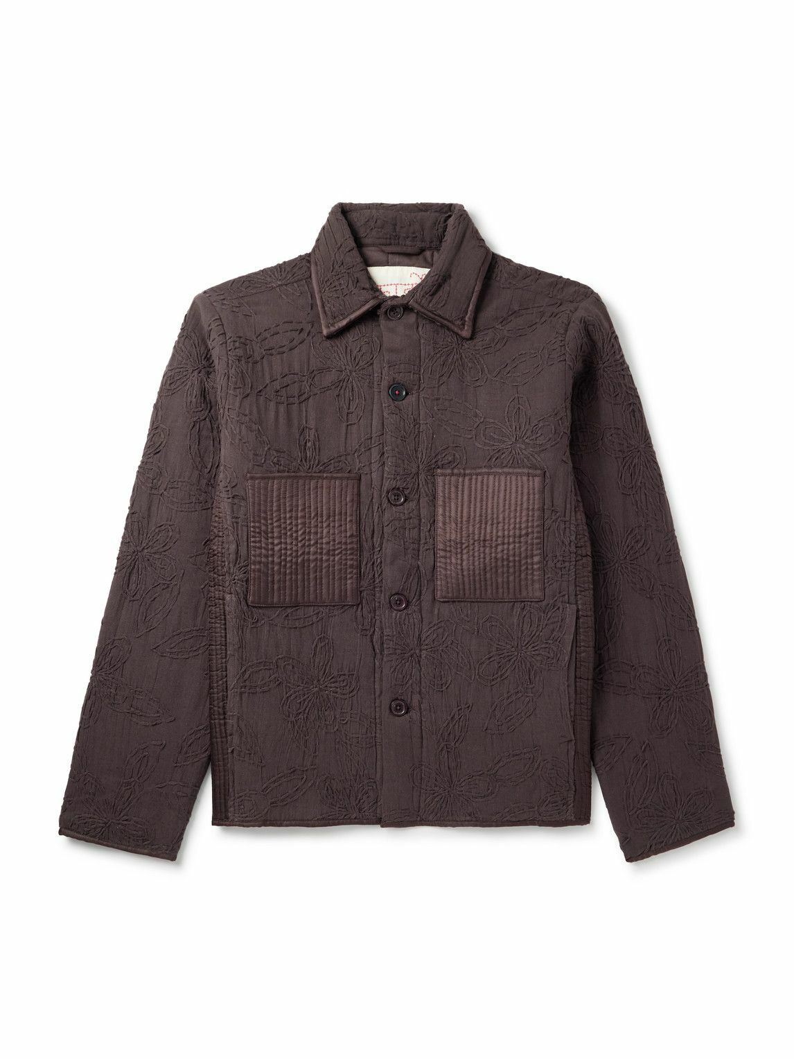 Kardo - Wynton Embroidered Cotton and Hemp-Blend Overshirt - Brown