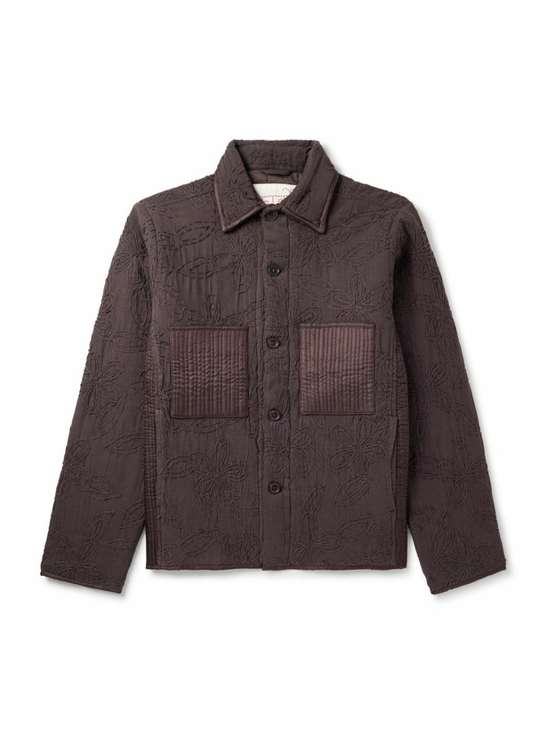 Photo: Kardo - Wynton Embroidered Cotton and Hemp-Blend Overshirt - Brown
