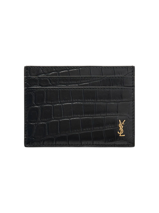 Photo: SAINT LAURENT - Logo-Embellished Croc-Effect Patent-Leather Cardholder