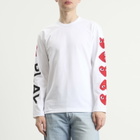Comme des Garçons Play Red Heart Long Sleeve T-Shirt in White