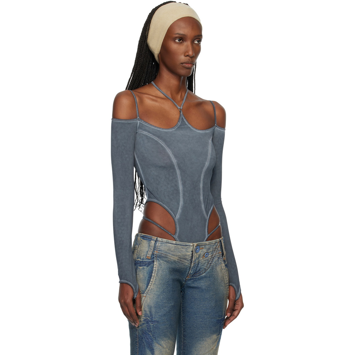 Miss Sixty Gray KNWLS Edition T-shirt Bodysuit