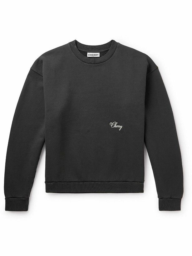 Photo: Cherry Los Angeles - Logo-Embroidered Cotton-Jersey Sweatshirt - Black