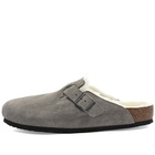 Birkenstock Men's Boston Fur in Stone Coin Suede