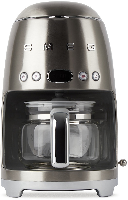 Photo: SMEG Silver Retro-Style 10 Cup Coffee Machine, 1.2 L
