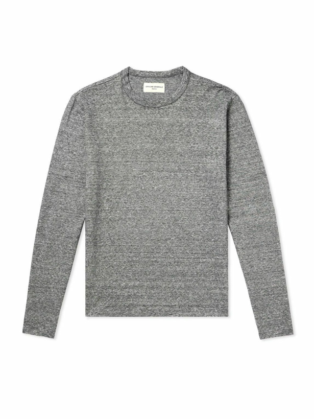 Photo: Officine Générale - Striped Cotton and Linen-Blend T-Shirt - Gray