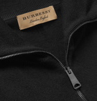 Burberry - Slim-Fit Check-Trimmed Merino Wool Half-Zip Sweater - Men - Black