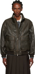 Dunst Brown Stand Collared Leather Jacket