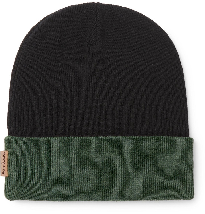 Photo: Acne Studios - Reversible Colour-Block Wool Beanie - Black