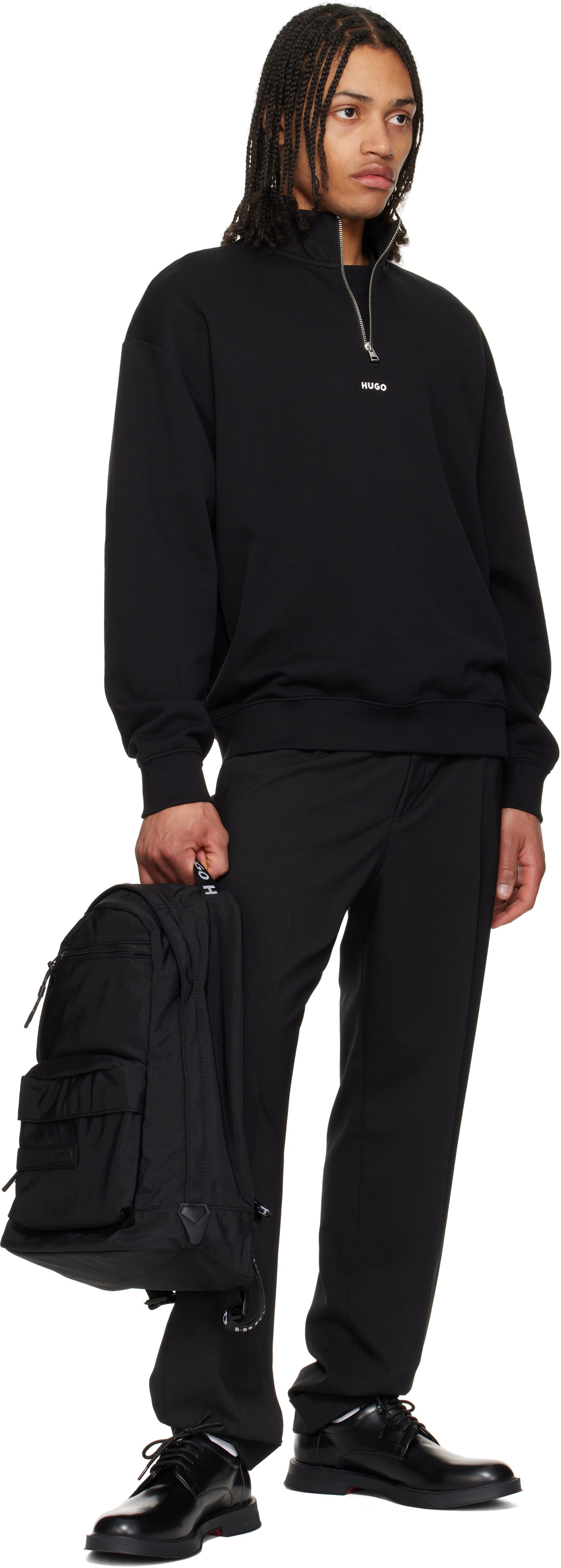 Hugo Black Recycled Nylon Canvas Backpack