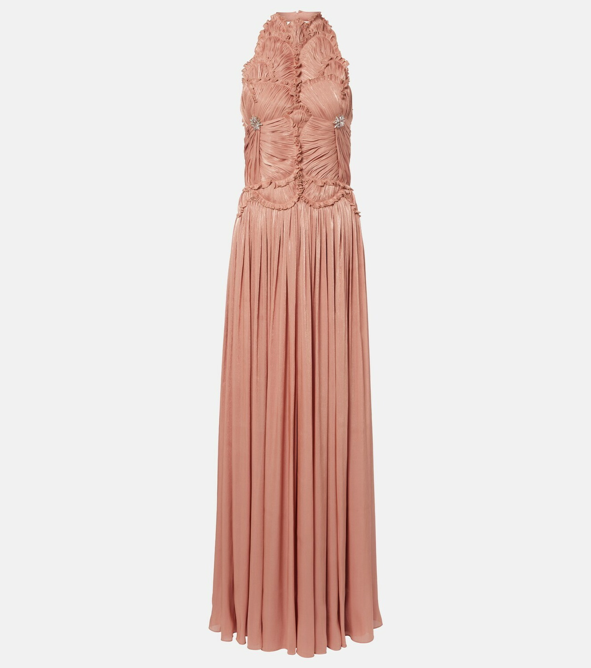 Costarellos Embellished ruched georgette gown