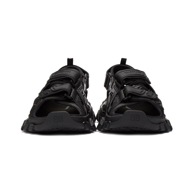 Balenciaga Monochrome Track Sandals Black Mens Balenciaga Black Rubber and Faux Leather Track Sandals Size  main image 4