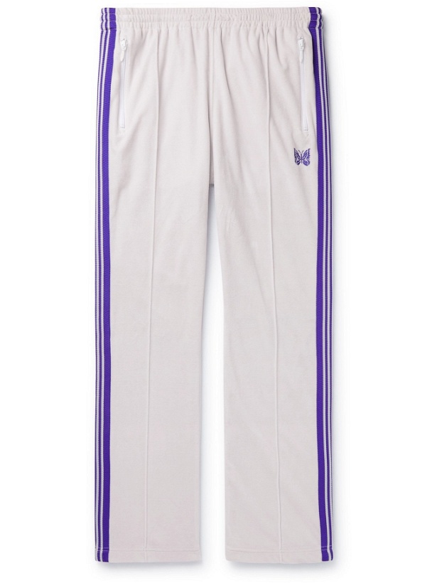 Photo: Needles - Logo-Embroidered Webbing-Trimmed Cotton-Blend Velour Sweatpants - White
