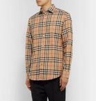 Burberry - Checked Cotton-Flannel Shirt - Neutrals