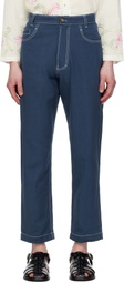 HARAGO Blue Double Stitch Trousers