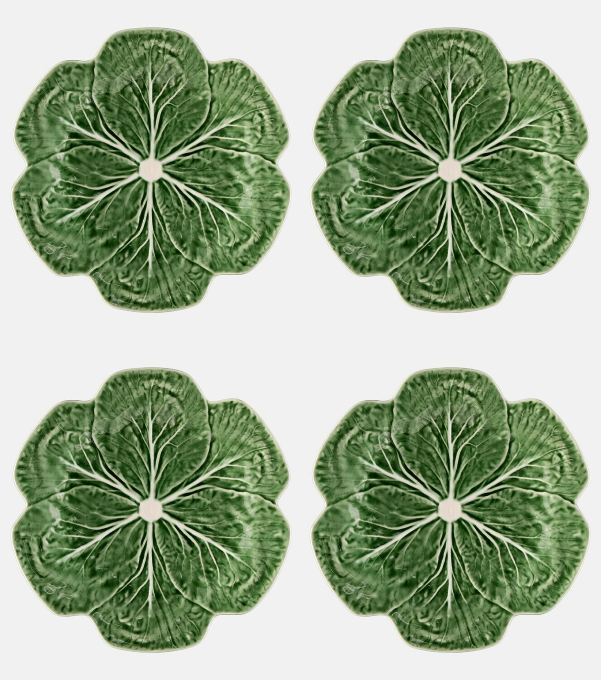 Bordallo Pinheiro Cabbage set of 4 ceramic dinner plates