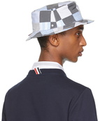 Thom Browne Grey & Blue Patchwork Bucket Hat