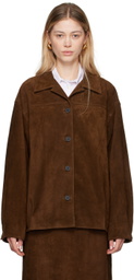 LE17SEPTEMBRE Brown Spread Collar Leather Jacket