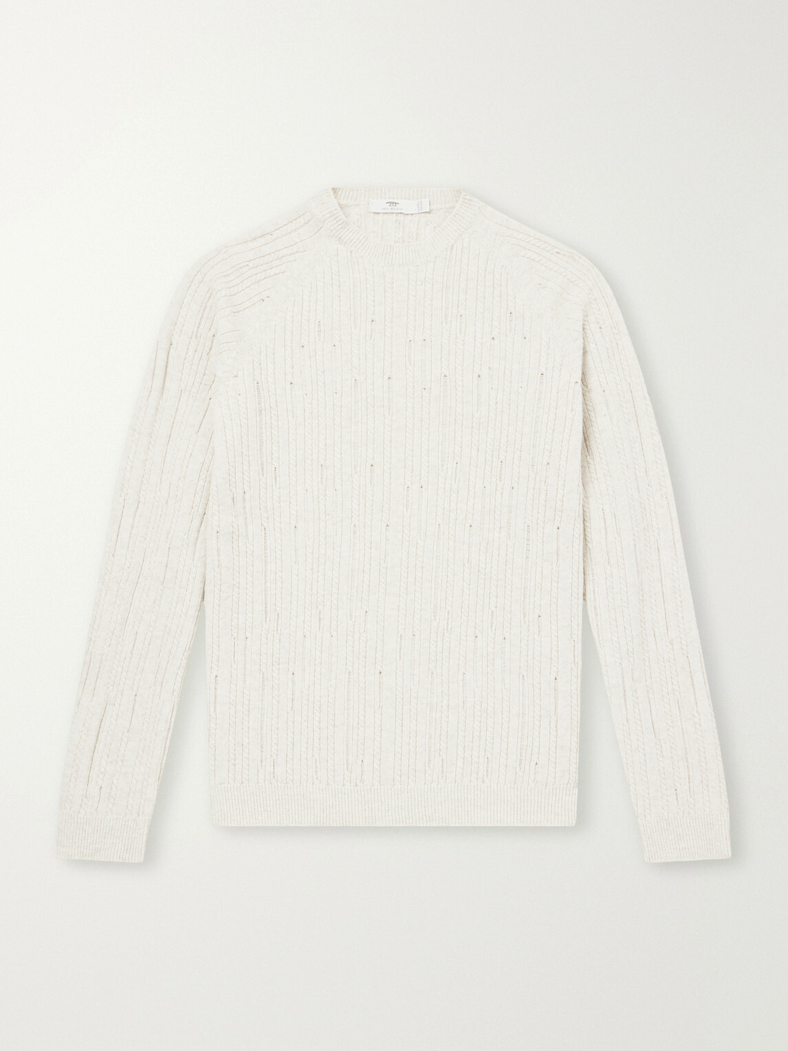 Inis Meáin - Stranded Sailor Merino Wool and Cashmere-Blend Sweater - Neutrals