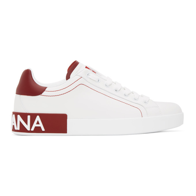 Dolce and Gabbana White and Red Portofino Sneakers Dolce & Gabbana