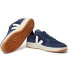 Veja - V-10 Leather-Trimmed Mesh and Suede Sneakers - Blue