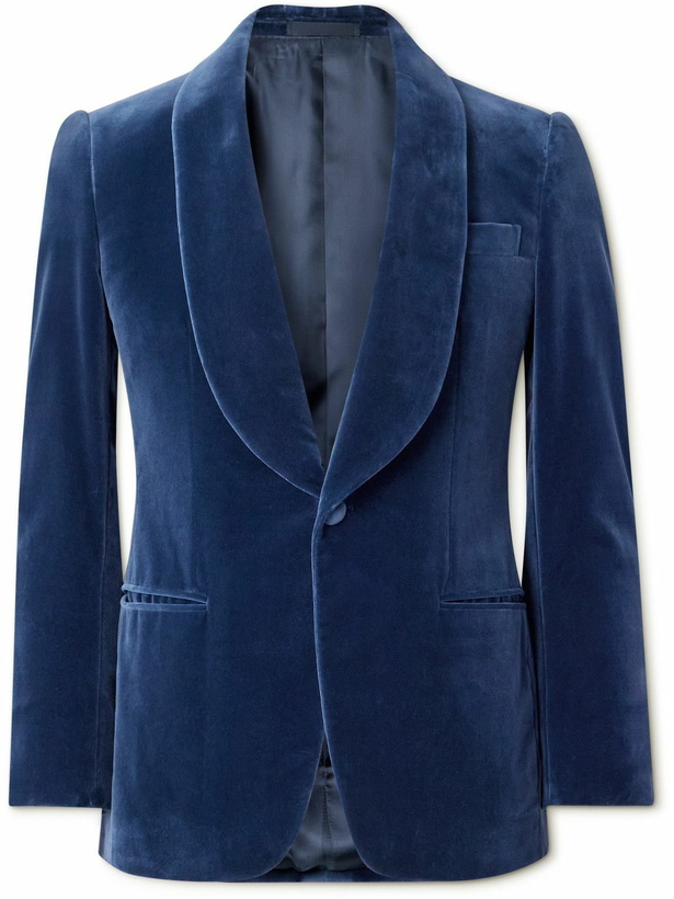 Photo: Kingsman - Cotton-Velvet Tuxedo Jacket - Blue