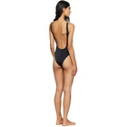 Versace Black & Gray Embroidered-Logo One-Piece Swimsuit