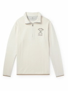 Brunello Cucinelli - Logo-Embroidered Fleece Half-Zip Sweatshirt - Neutrals