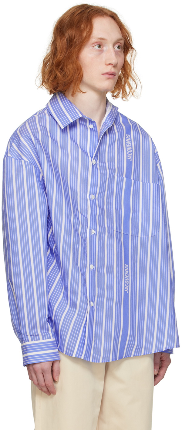 JACQUEMUS Blue Les Sculptures 'La chemise Cuadro' Shirt