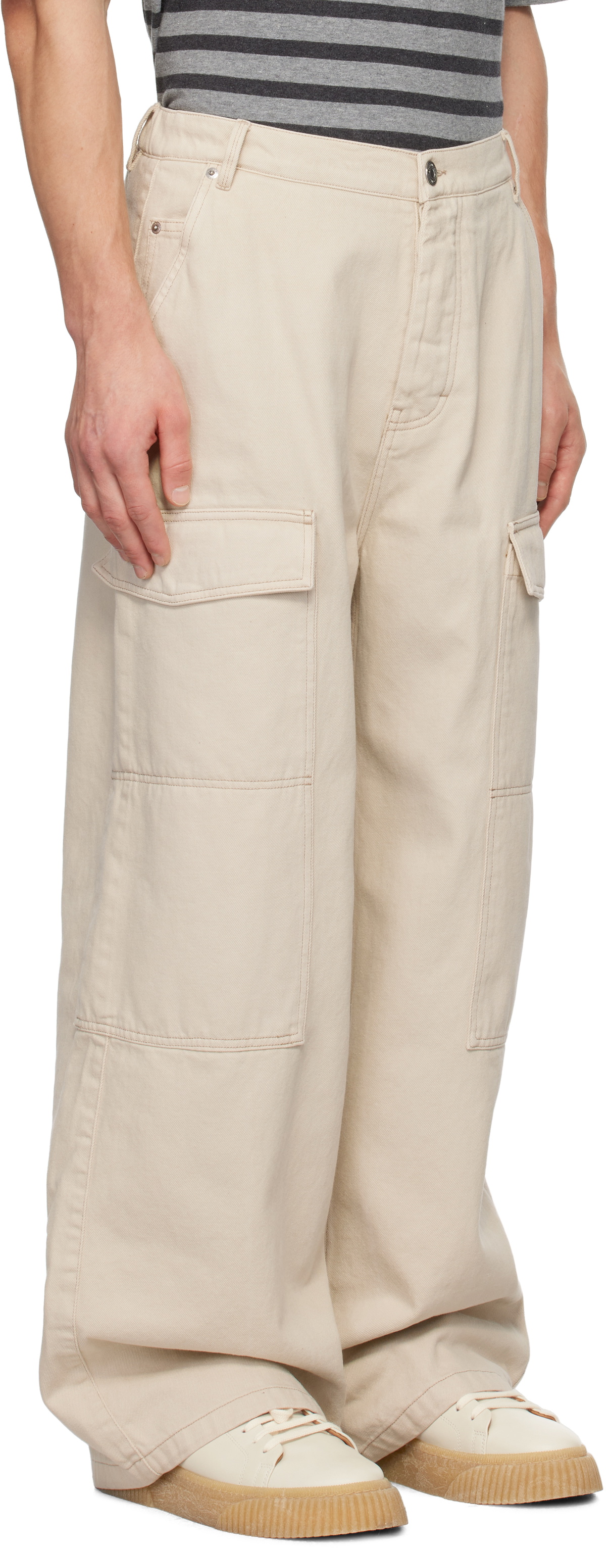 AMI Paris Off-White Worker Baggy Cargo Pants AMI