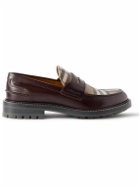 Burberry - Checked Leather Penny Loafers - Brown