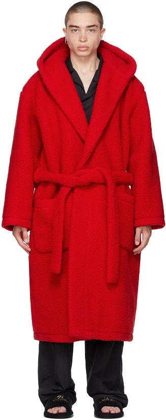 Photo: Balenciaga Red Hooded Bath Robe Coat