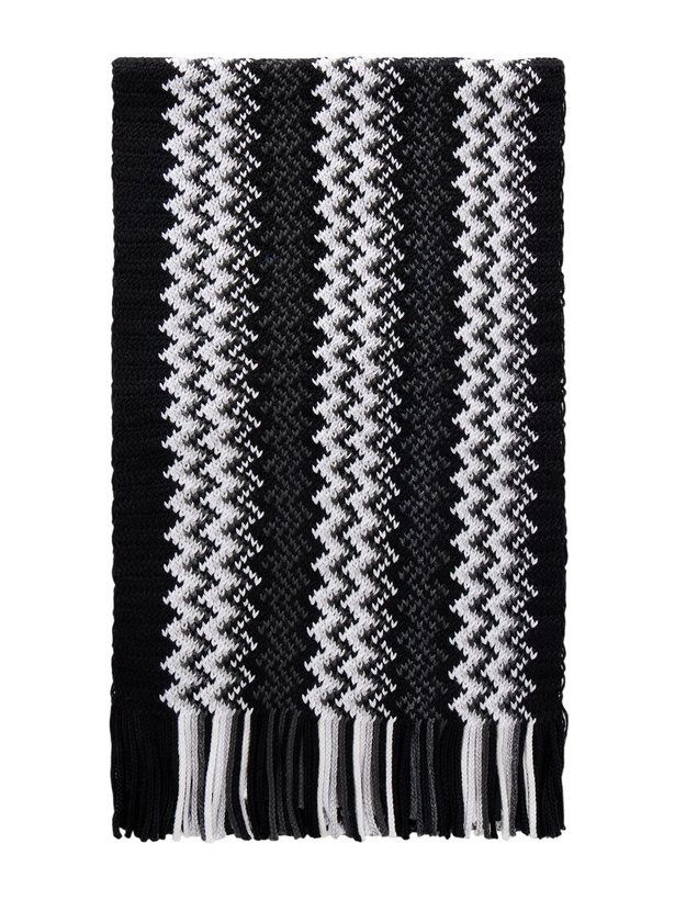 Photo: Missoni - Fringed Striped Wool Scarf - Black