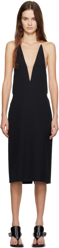 Photo: Sportmax Black Fitted Tech-Wool Midi Dress
