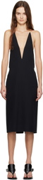 Sportmax Black Fitted Tech-Wool Midi Dress