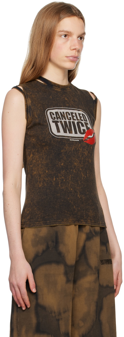 BARRAGÁN Brown 'Canceled Twice' Tank Top