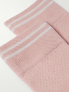 Mr P. - Honeycomb-Knit Striped Cotton-Blend Socks