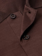 Charvet - Cotton-Sateen Polo Shirt - Brown
